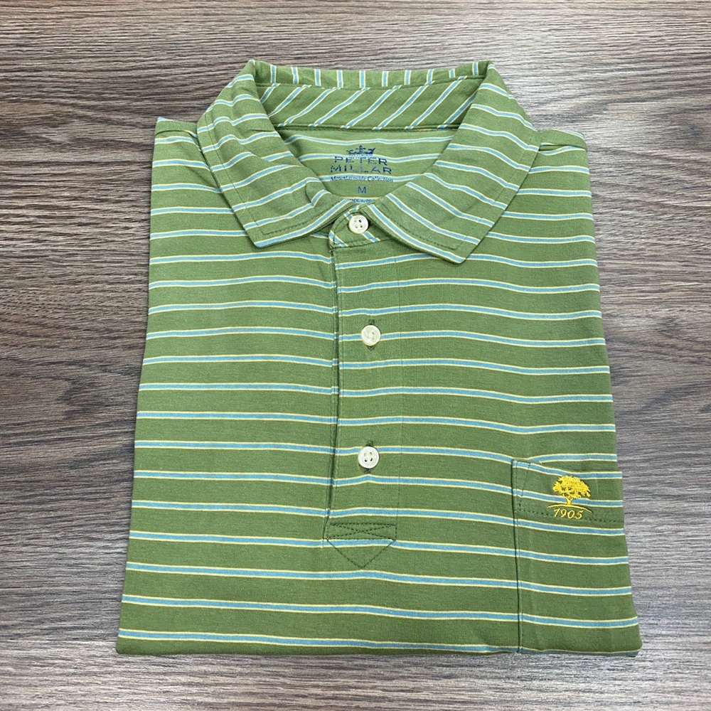 Peter Millar Green Striped Polo